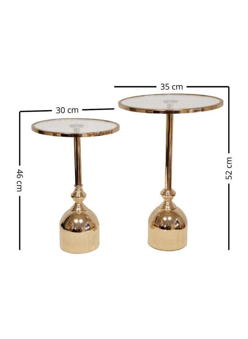 كونسنت طقم طاولات خدمة "جولدن جلاس" - قطعتين بتصميم ملكي - Image 3